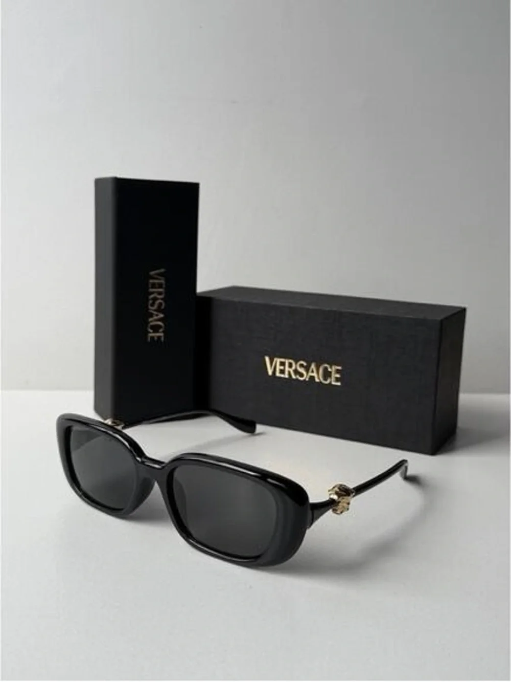 Versace Black Sunglasses with Gold Medusa Accent